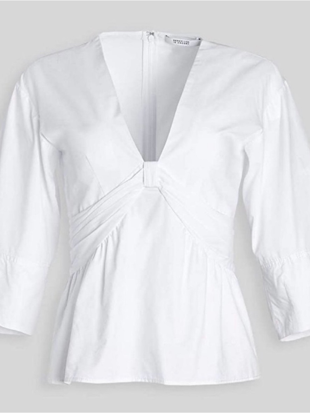 10 Crosby Derek Lam White Deep V-Peplum Blouse